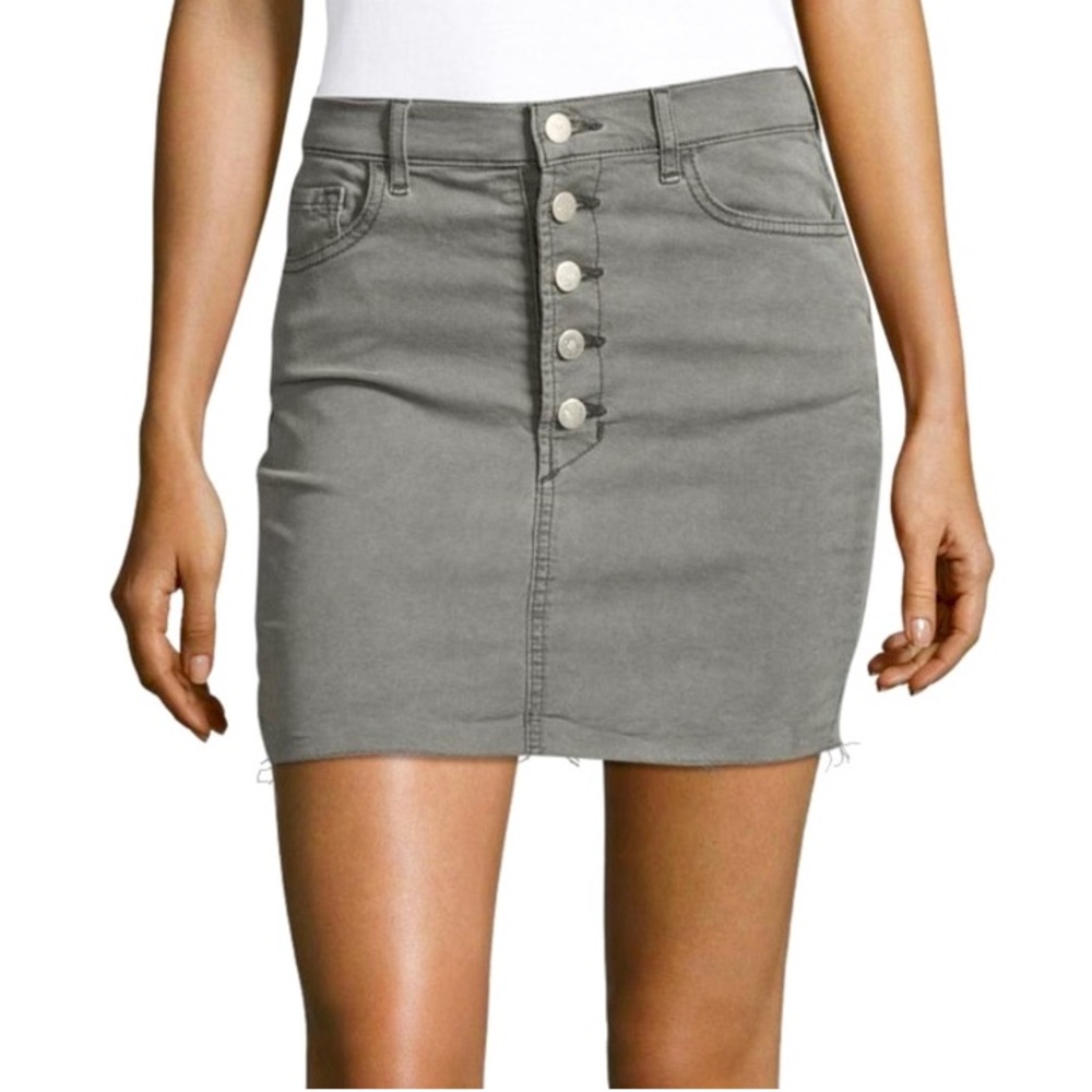J Brand Rosalie Button Front High Rise Skirt gray